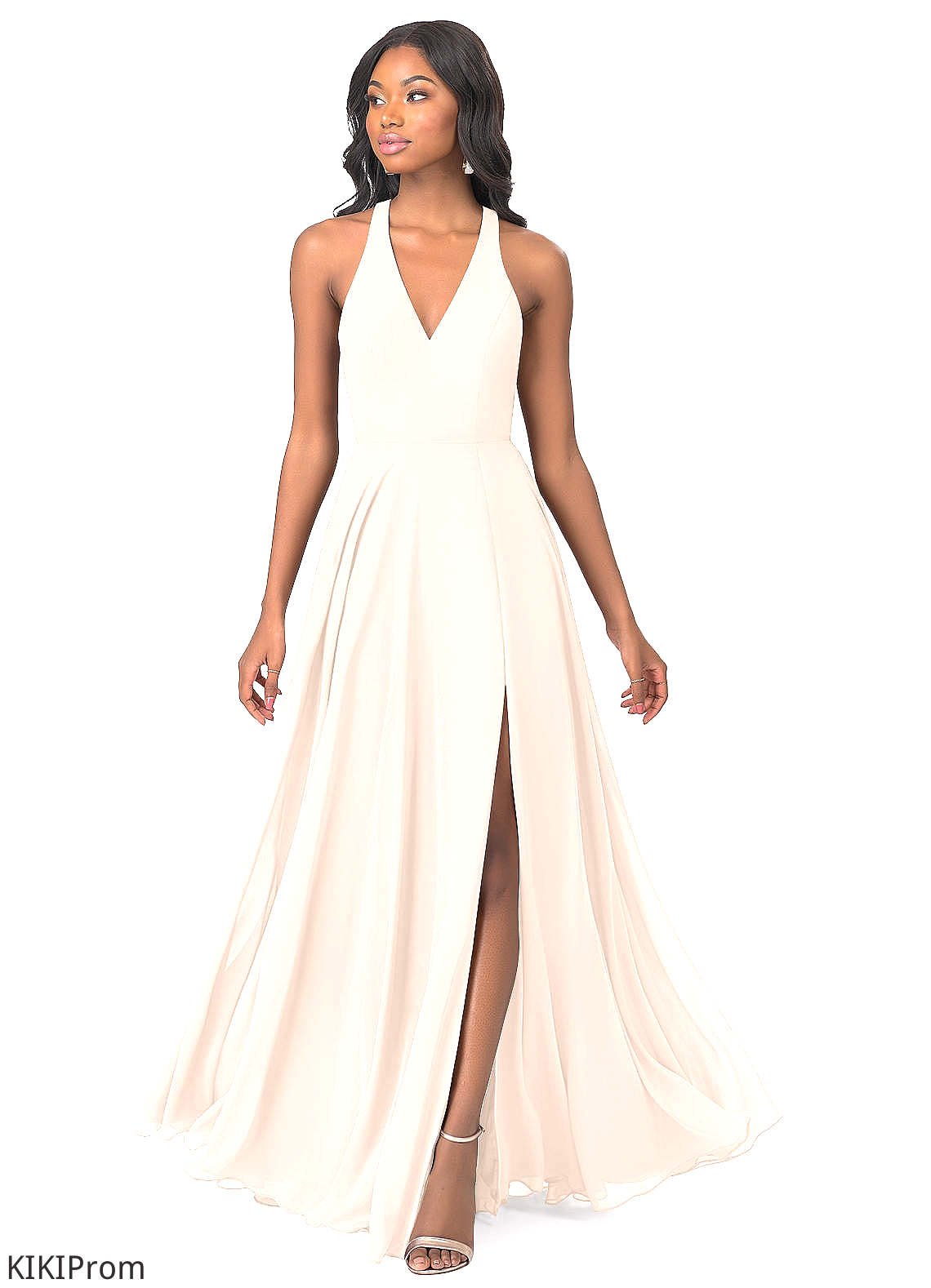 Linda Natural Waist Floor Length Spandex Sheath/Column Sleeveless V-Neck Bridesmaid Dresses