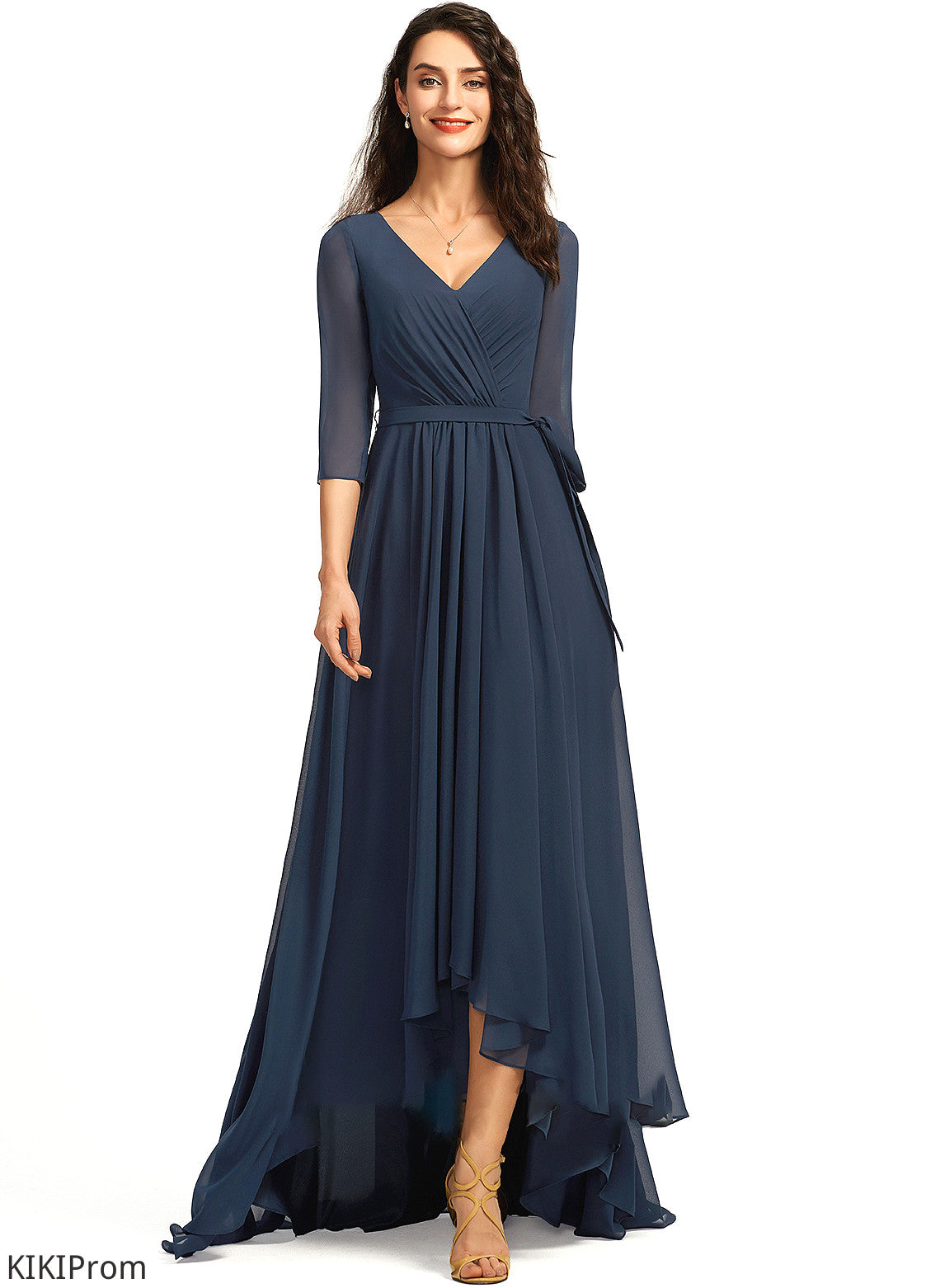 Neckline Fabric Embellishment Silhouette Asymmetrical Pleated V-neck Length A-Line Maia Bridesmaid Dresses