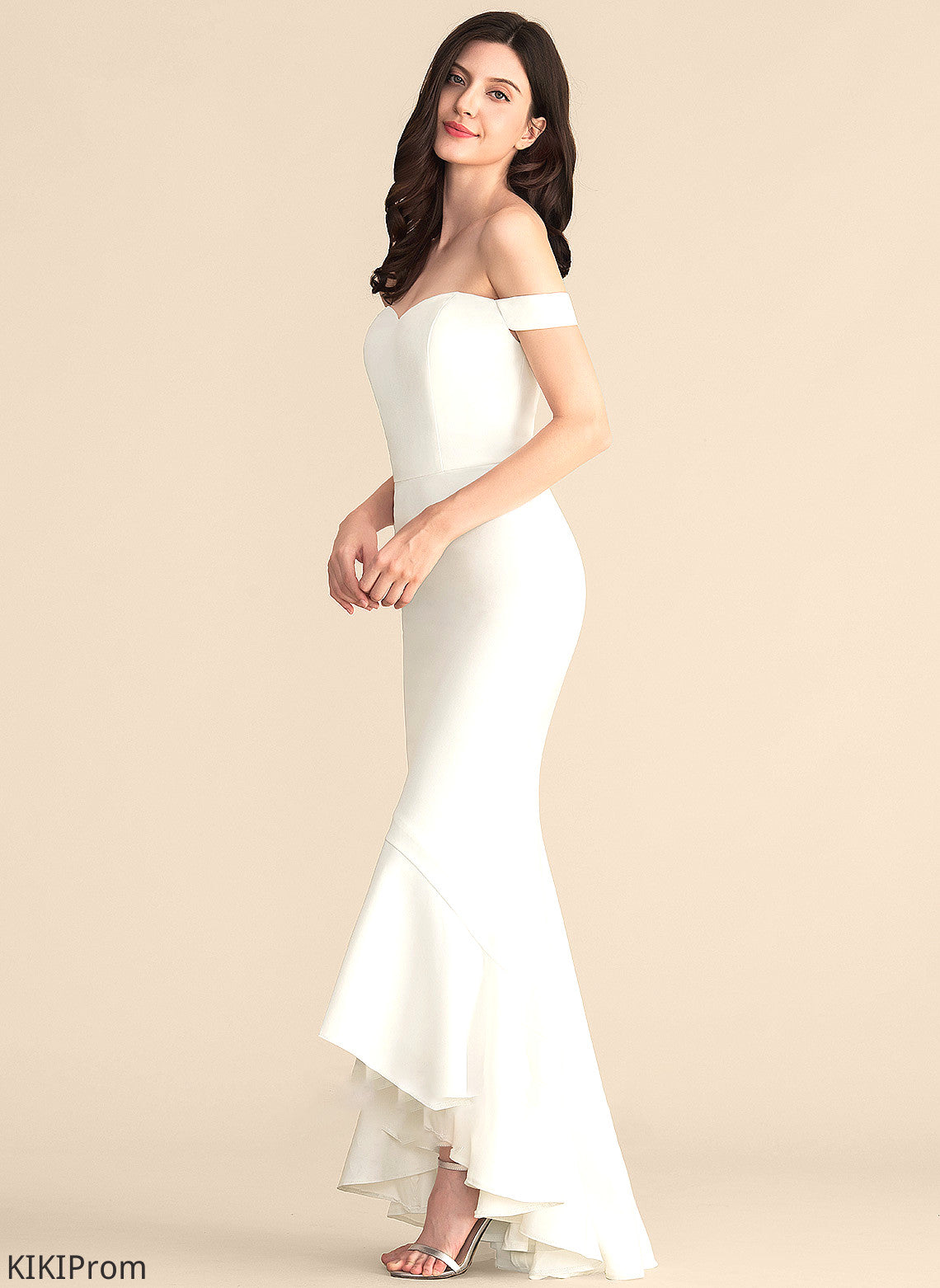 Dress Wedding Trumpet/Mermaid Stretch Off-the-Shoulder Asymmetrical Wedding Dresses Kimberly Crepe