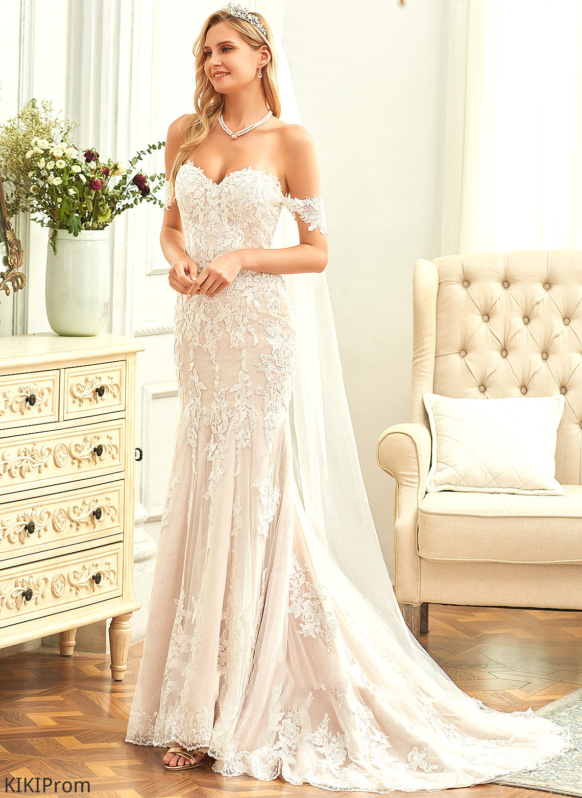 Dress Lexie Lace Wedding Train Tulle Court Off-the-Shoulder Trumpet/Mermaid Wedding Dresses