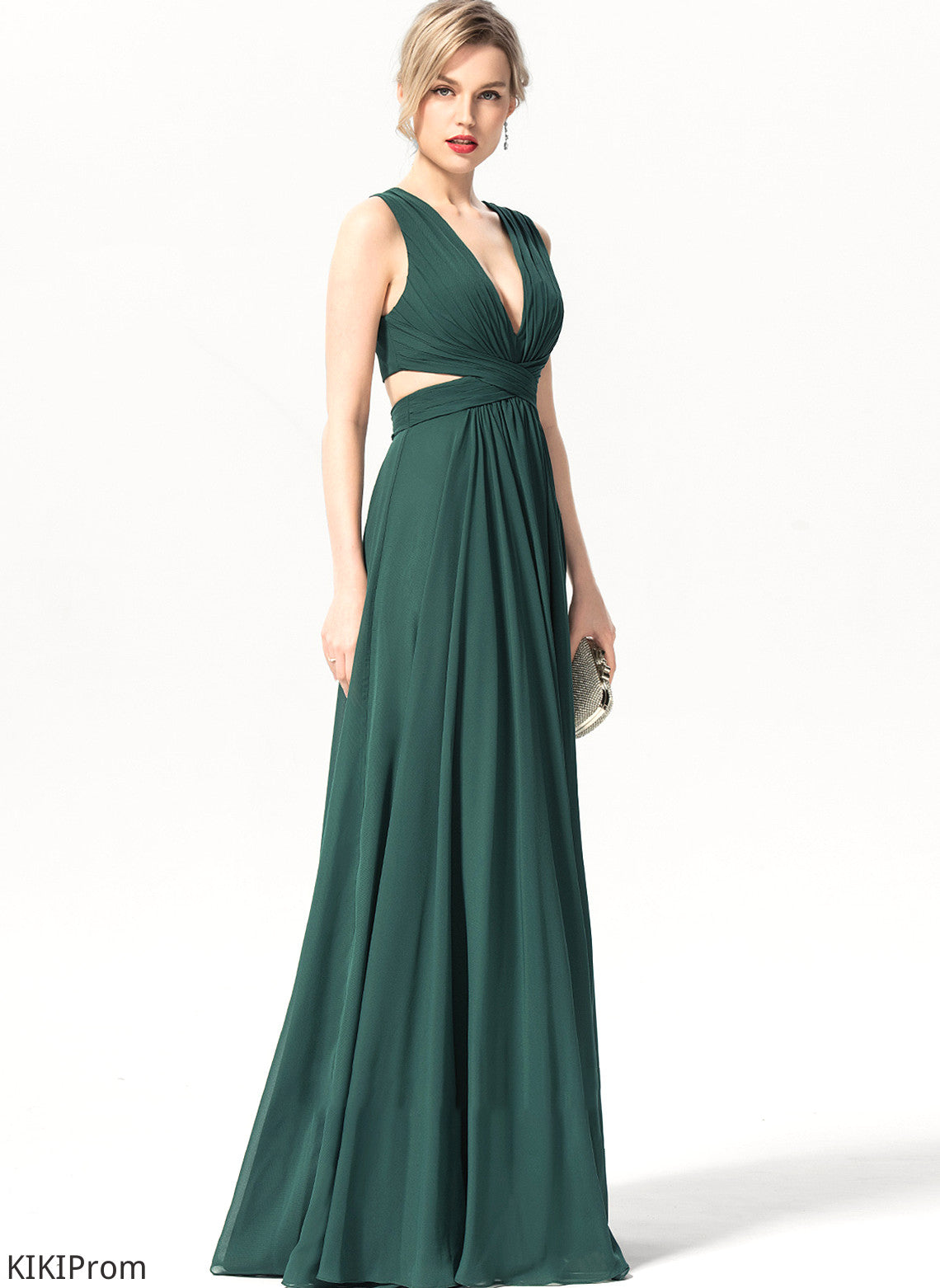 A-Line Fabric Sleeve Length V-neck Floor-Length Neckline Silhouette Jaida Trumpet/Mermaid Sleeveless Natural Waist Bridesmaid Dresses