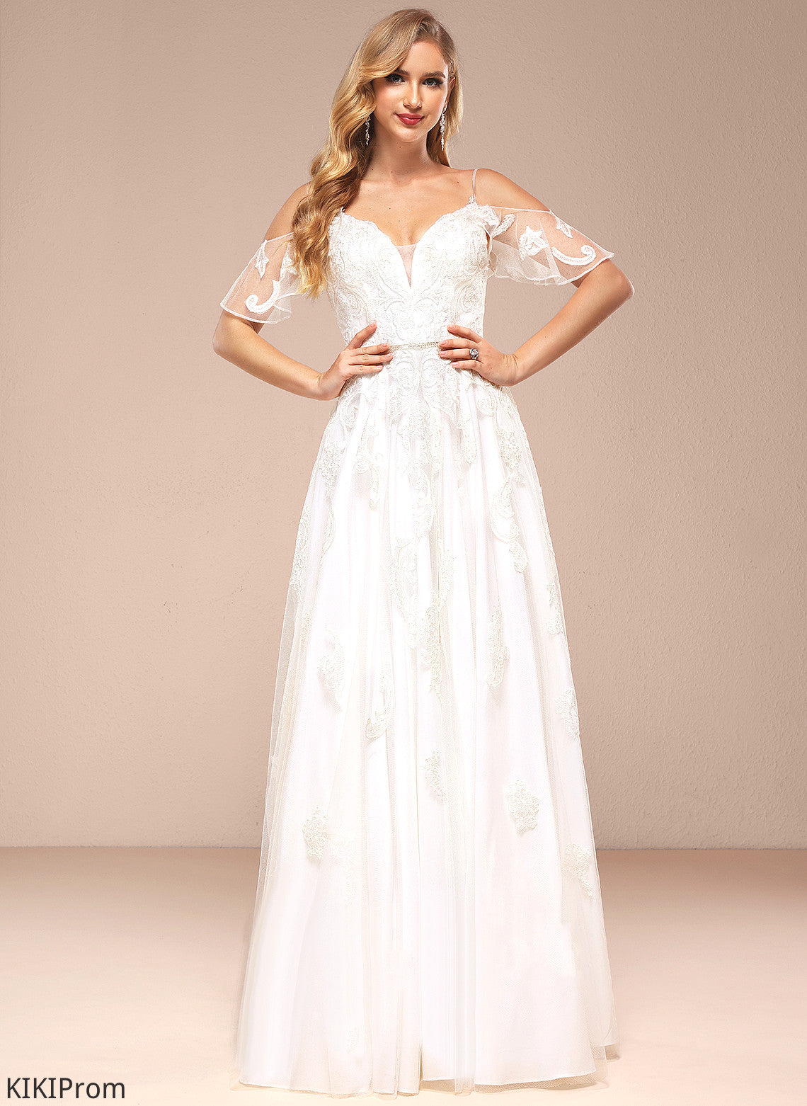 A-Line Wedding Tulle Lace Cold Wedding Dresses Aria Beading Floor-Length Sequins Shoulder With Dress
