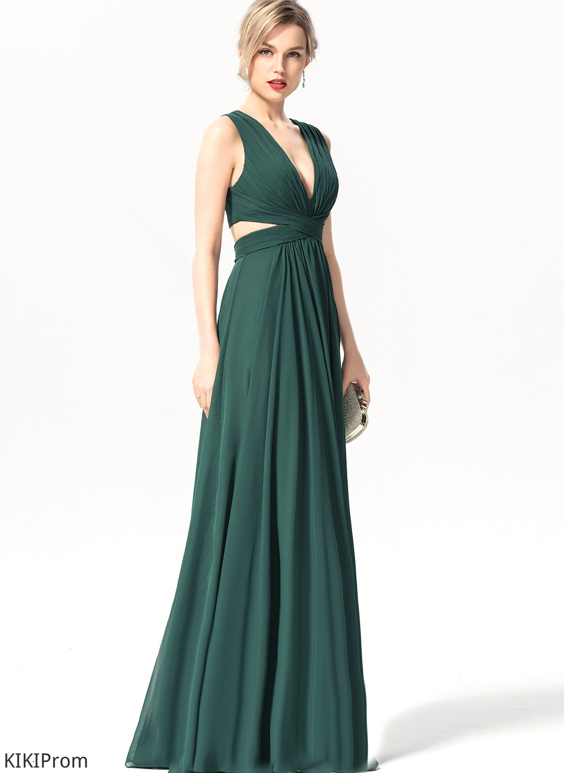 Neckline Length Pleated Embellishment V-neck Fabric Silhouette Floor-Length A-Line Karley Bridesmaid Dresses