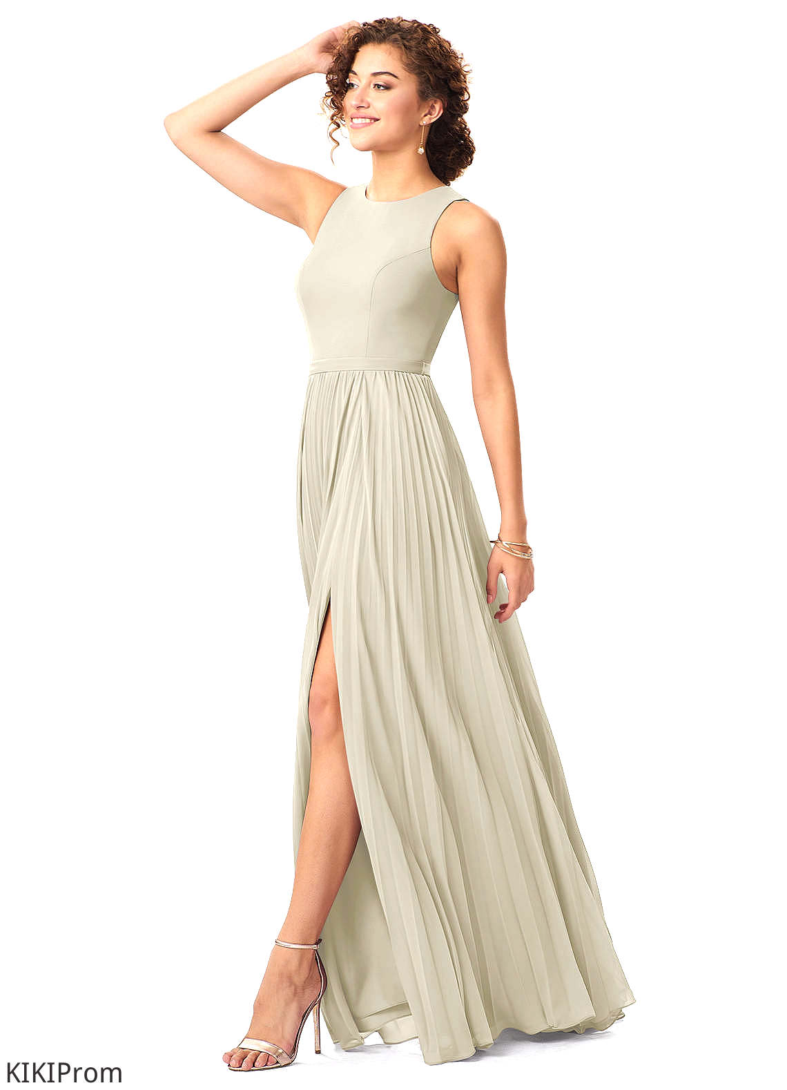 Amy Natural Waist Sleeveless V-Neck Floor Length A-Line/Princess Bridesmaid Dresses