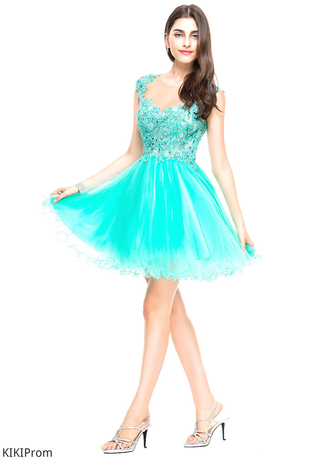 Homecoming Dresses Beading Sequins Appliques Tulle A-Line Dress Saniya Short/Mini Homecoming Lace Sweetheart With