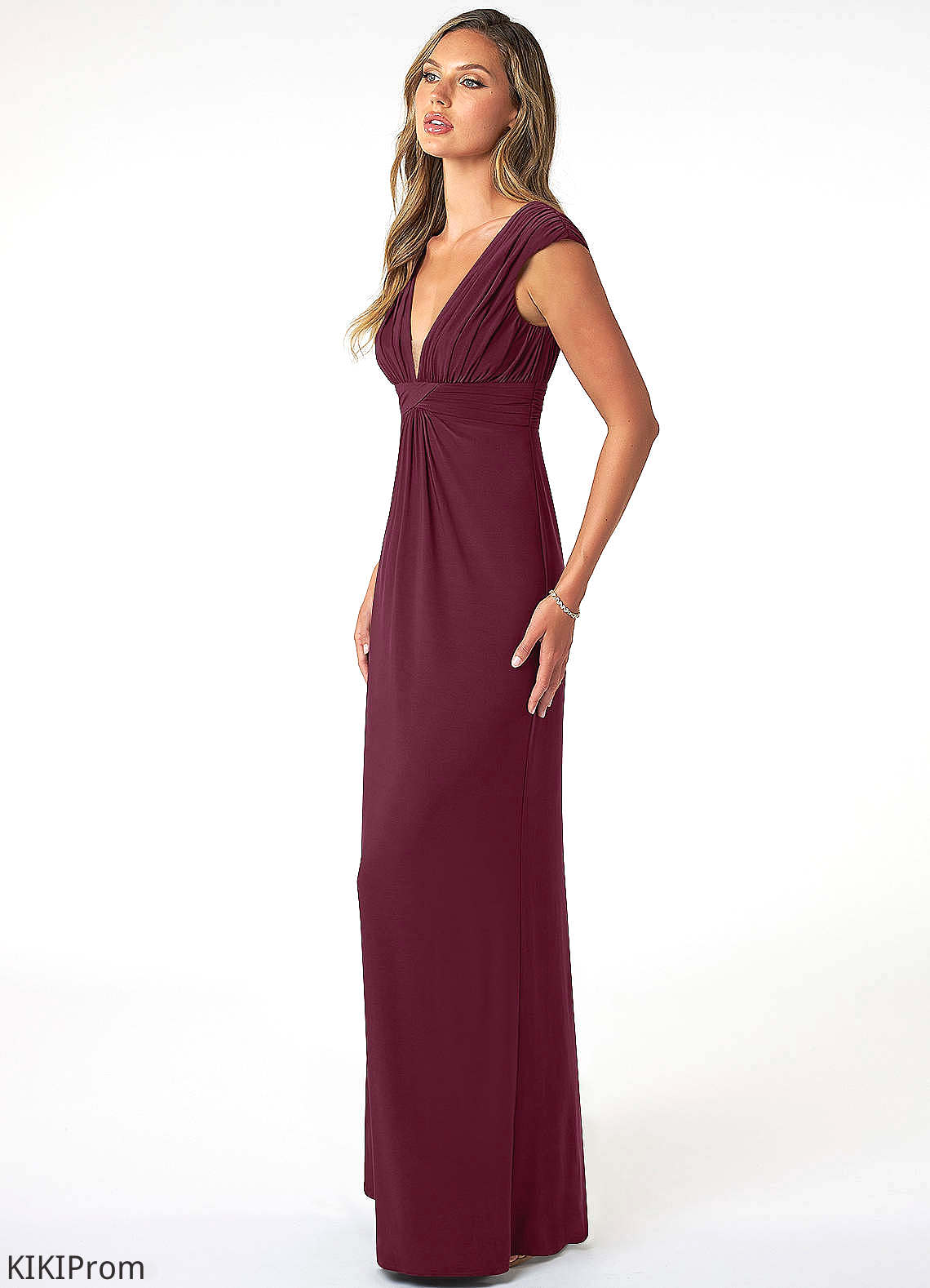 Urania Natural Waist Sleeveless V-Neck Floor Length A-Line/Princess Bridesmaid Dresses