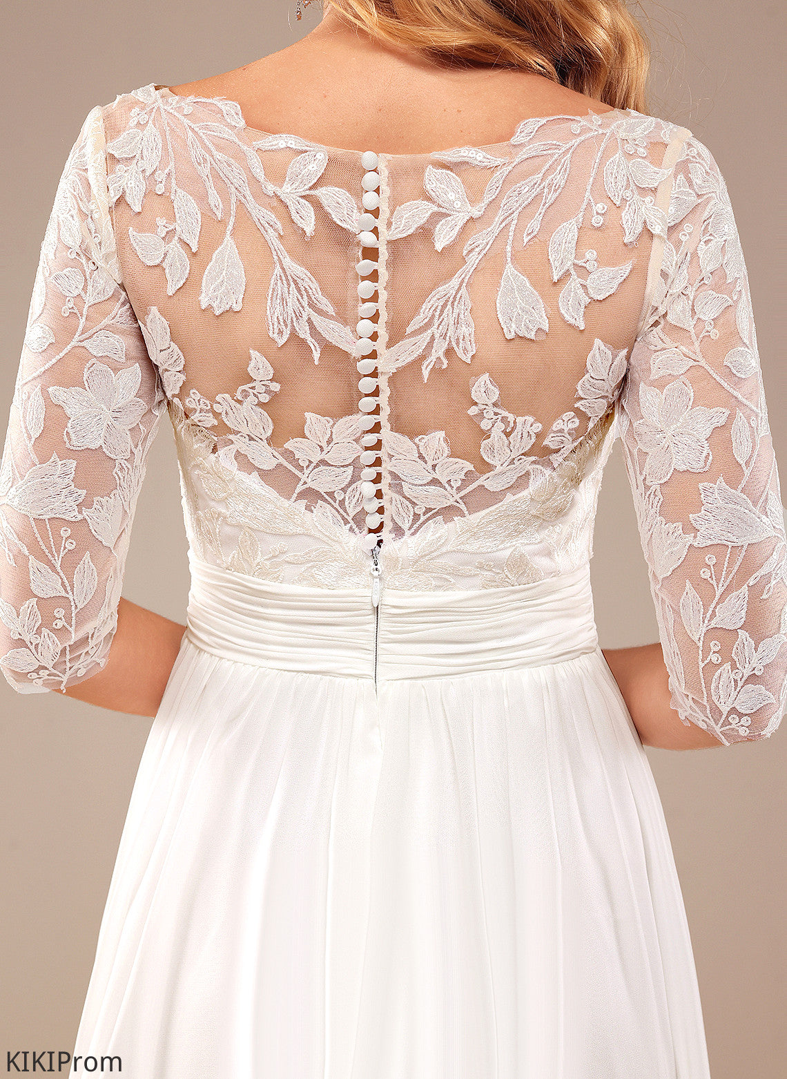 Sequins V-neck Floor-Length Maya Wedding Wedding Dresses Lace With Chiffon A-Line Dress Ruffle