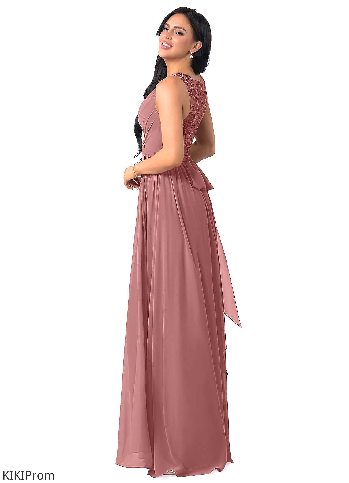 Kaliyah Natural Waist Halter Floor Length A-Line/Princess Sleeveless Bridesmaid Dresses