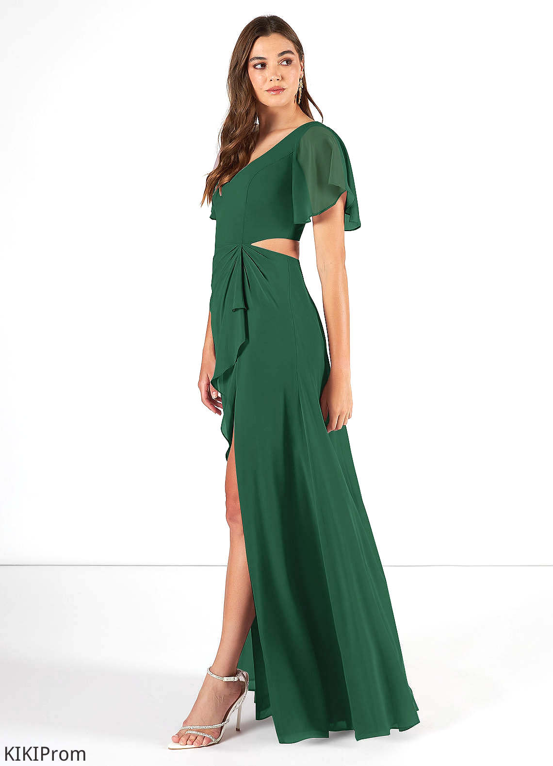 Angeline A-Line/Princess Natural Waist Floor Length Spaghetti Staps Sleeveless Bridesmaid Dresses