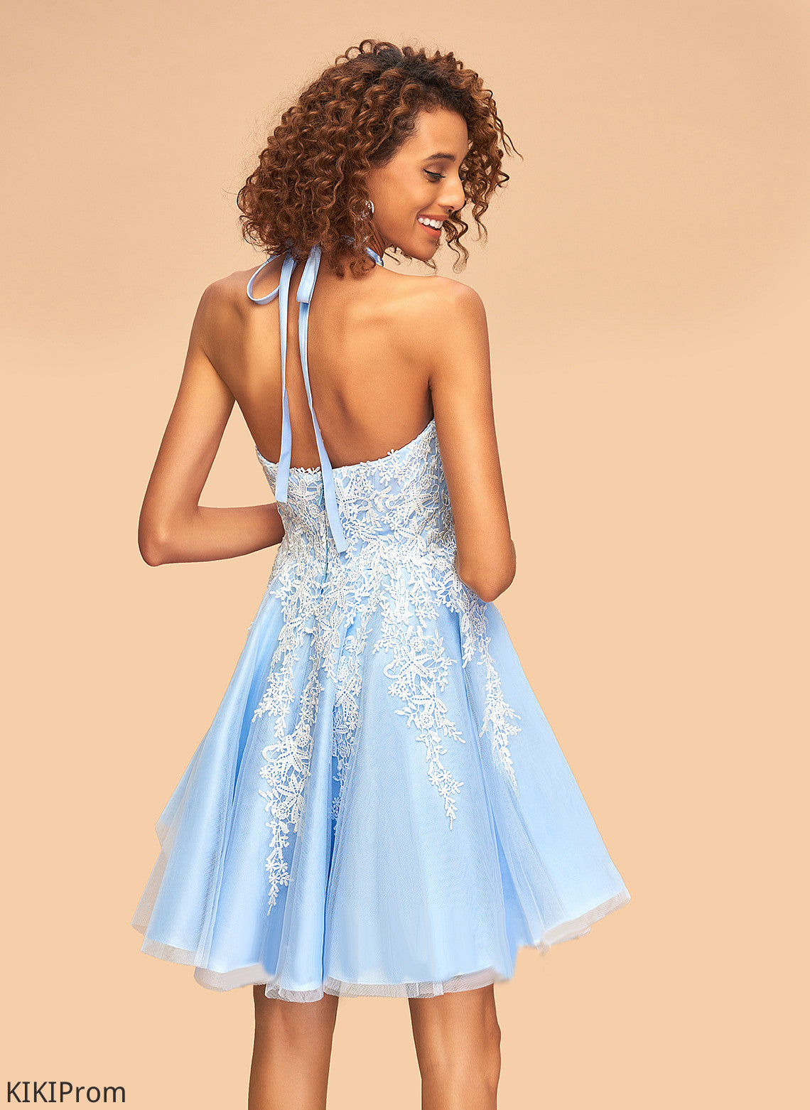 Homecoming Dresses With Gina Dress Short/Mini A-Line Lace Tulle Halter Homecoming