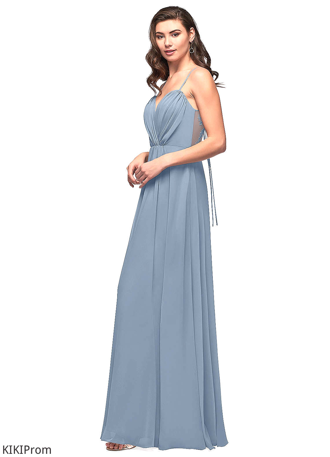 Libby Natural Waist Sleeveless Floor Length A-Line/Princess Spaghetti Staps Bridesmaid Dresses