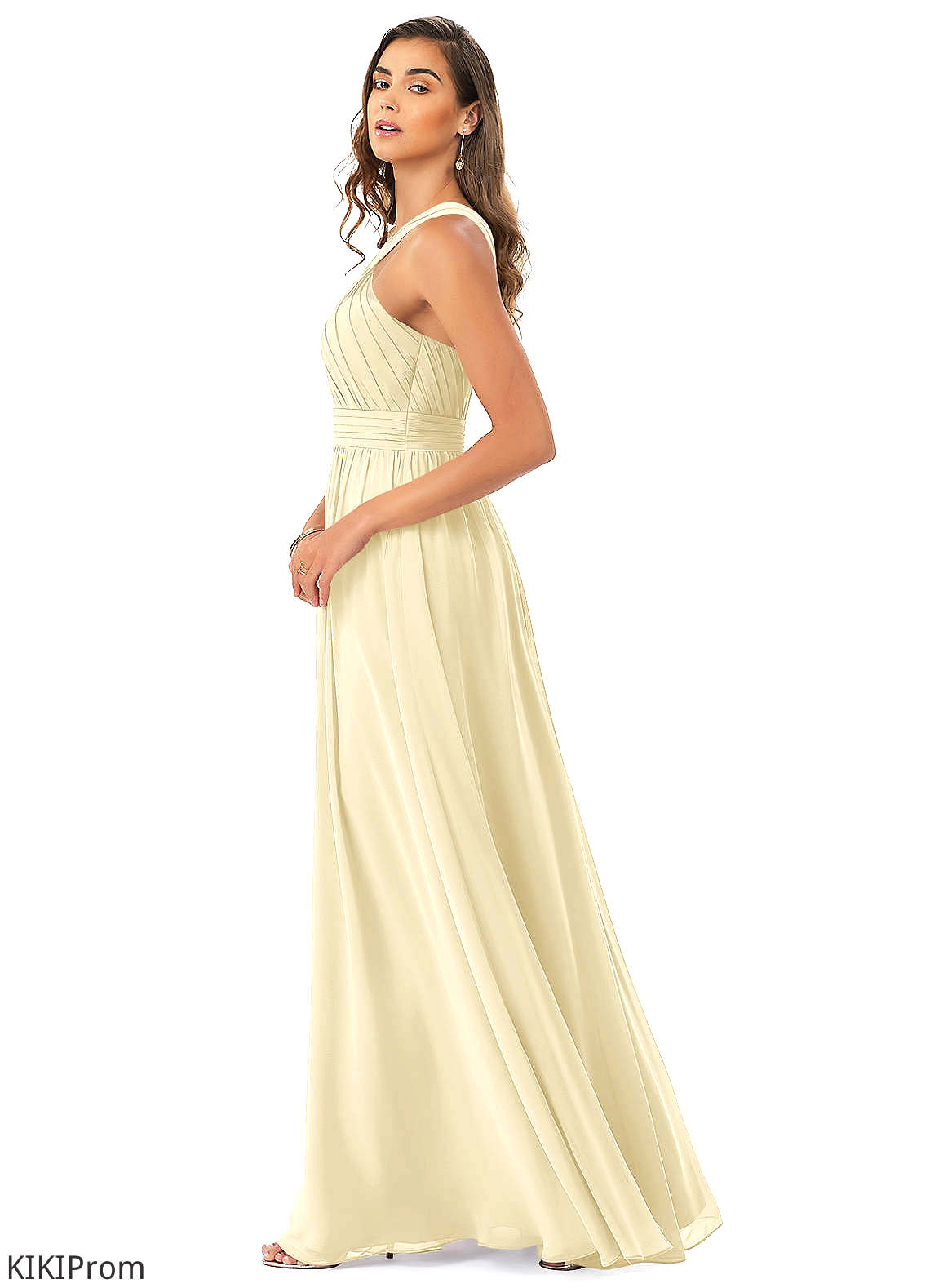 Lydia A-Line/Princess Natural Waist Floor Length Sleeveless V-Neck Bridesmaid Dresses