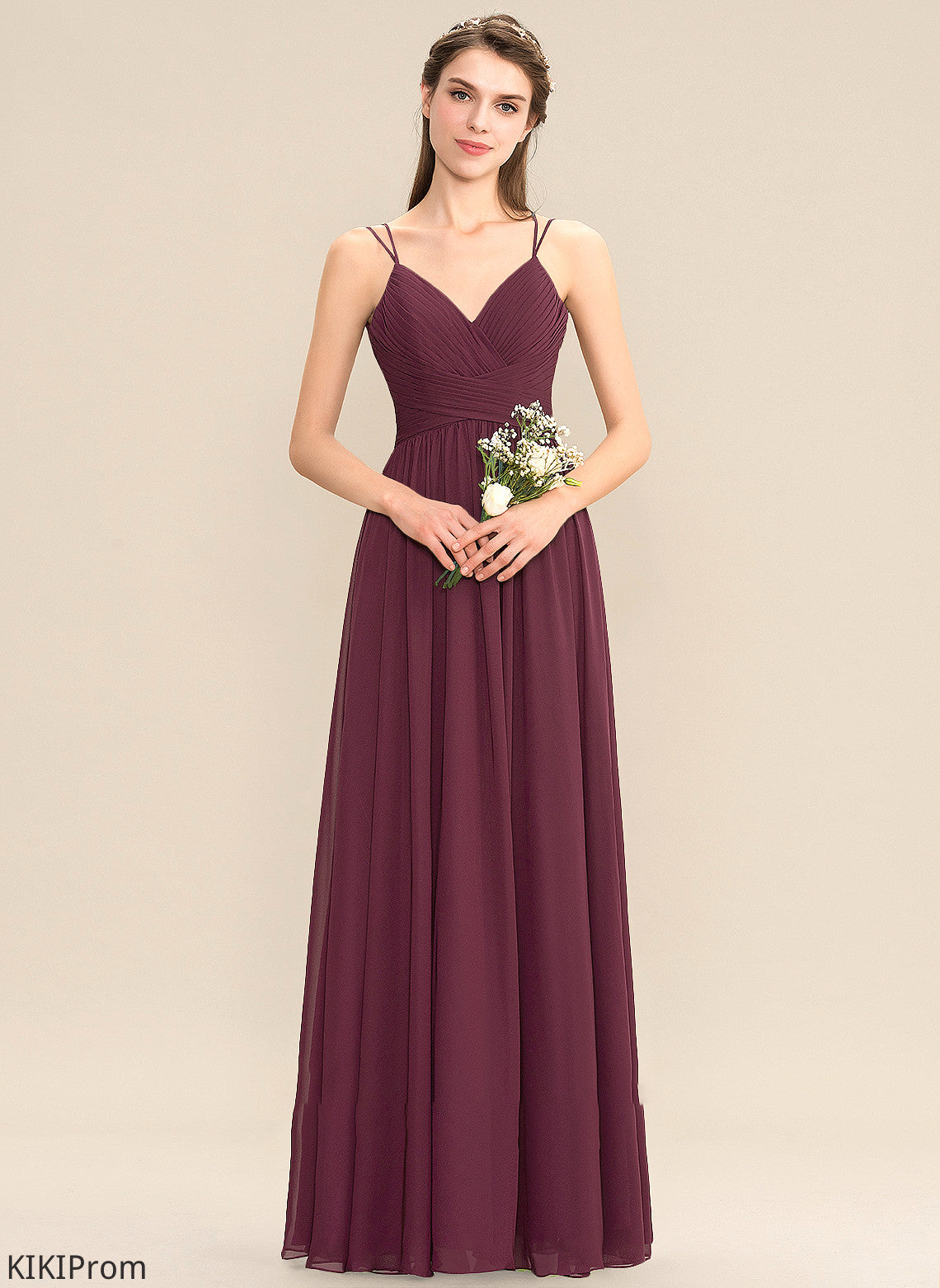 V-neck Fabric Length Silhouette A-Line Floor-Length Ruffle Neckline Embellishment Louise Floor Length Natural Waist Bridesmaid Dresses