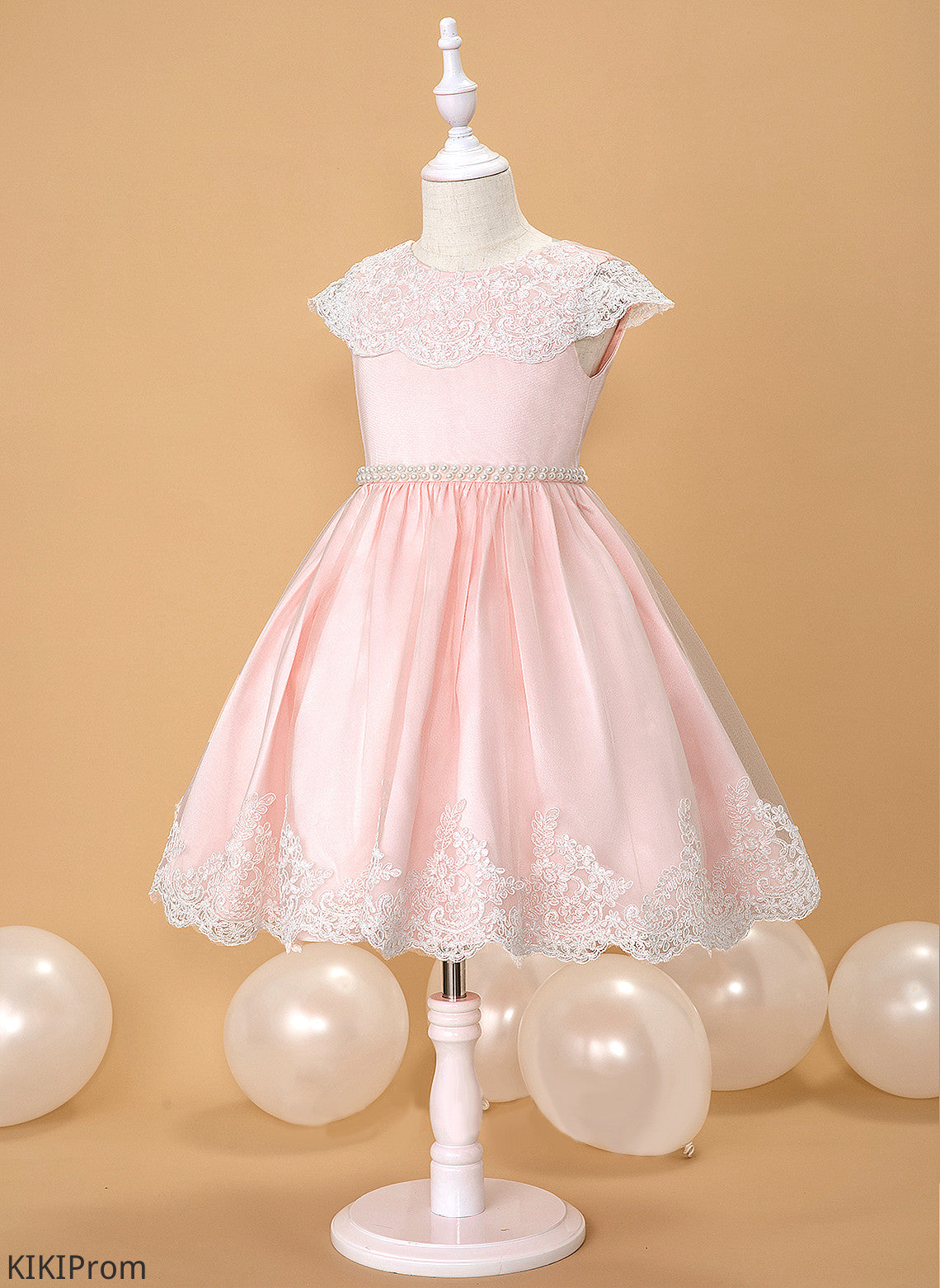 Reagan Sleeveless Dress Ball-Gown/Princess Neck - Flower Girl Knee-length Flower Girl Dresses Beading/Bow(s) Scoop Satin/Lace With