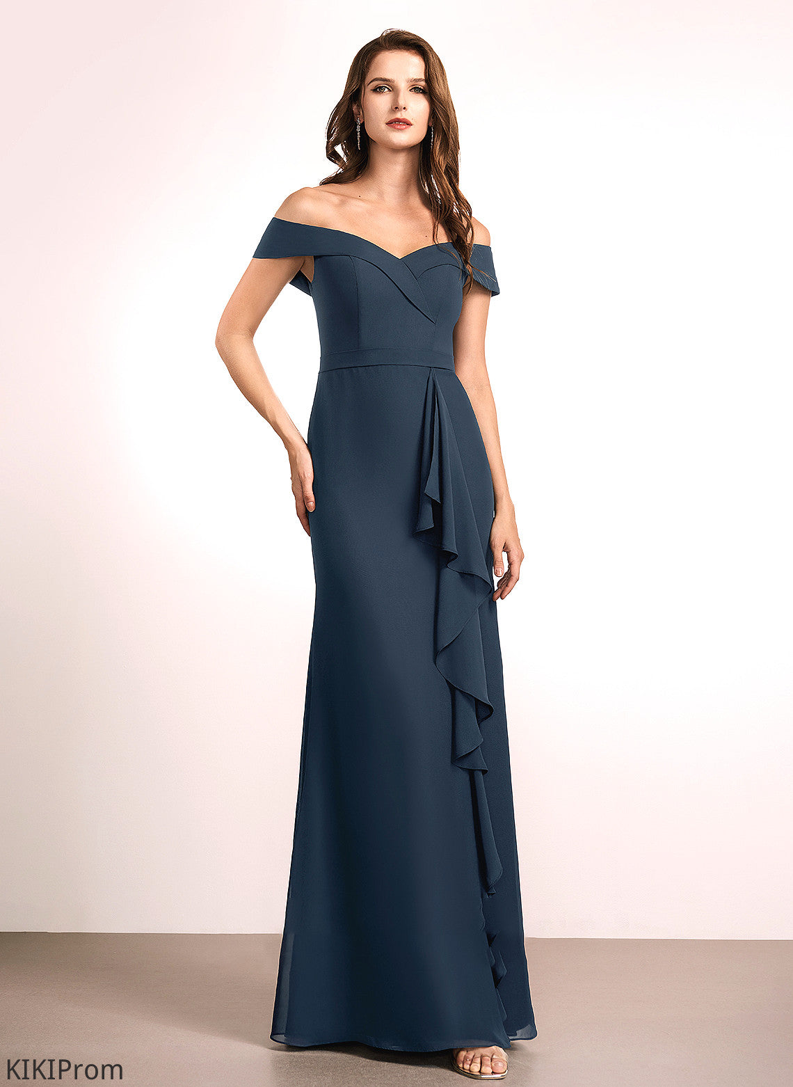 Floor-Length Off-the-Shoulder Ruffle Neckline Length Silhouette A-Line Embellishment Fabric Emmalee Bridesmaid Dresses