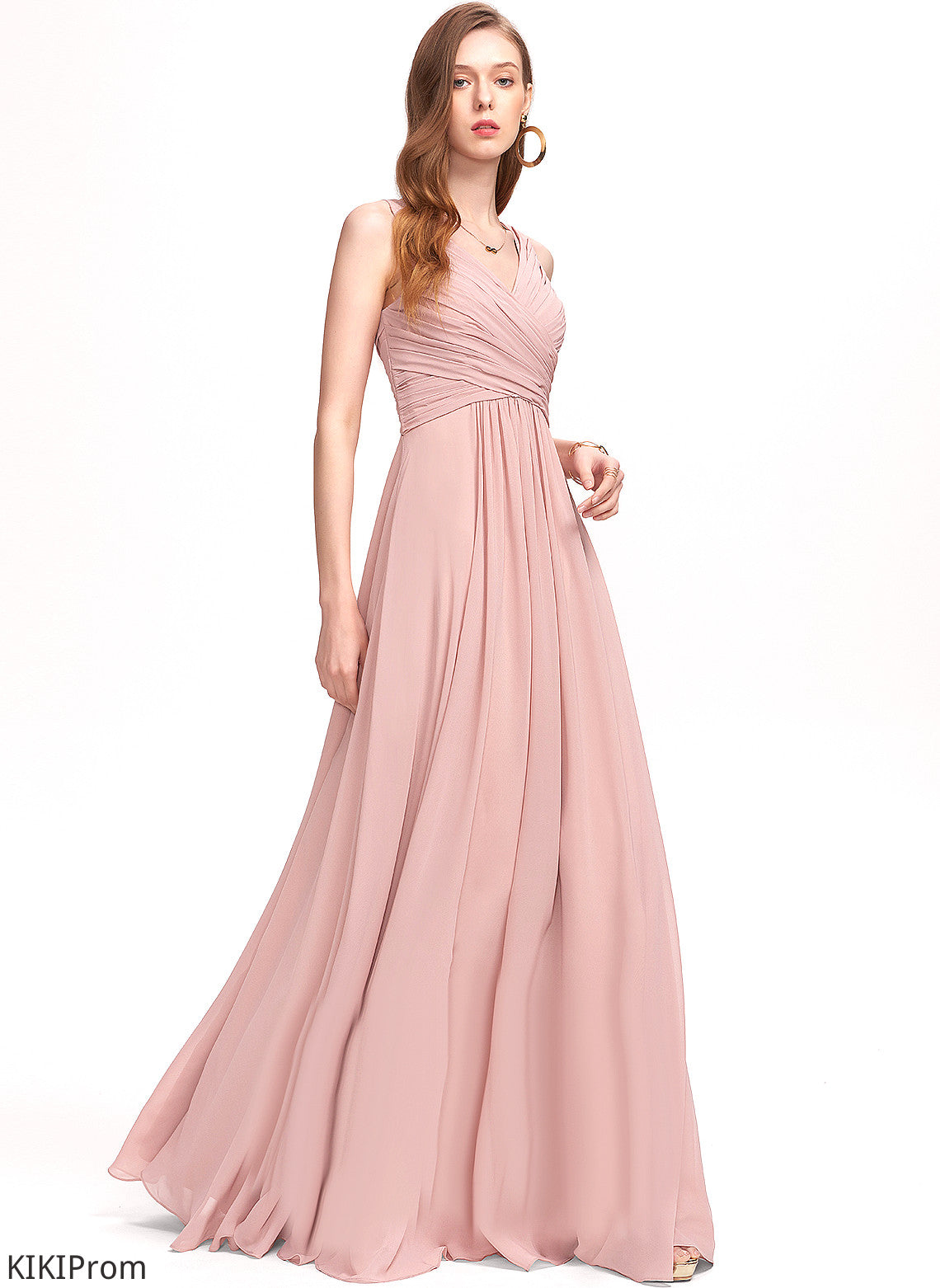 Embellishment Length Floor-Length Pleated Silhouette Neckline A-Line Fabric V-neck Giselle Bridesmaid Dresses