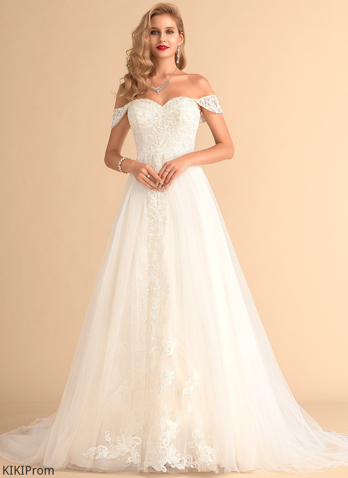 Sequins Lace Tulle With Dress Chapel Train Wedding Dresses Cara Ball-Gown/Princess Wedding