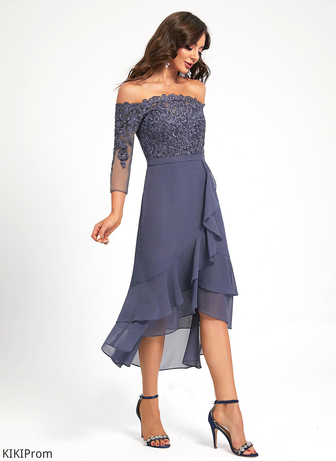 Chiffon Trumpet/Mermaid Asymmetrical Sequins Cocktail Dresses With Dress Cocktail Delaney Off-the-Shoulder