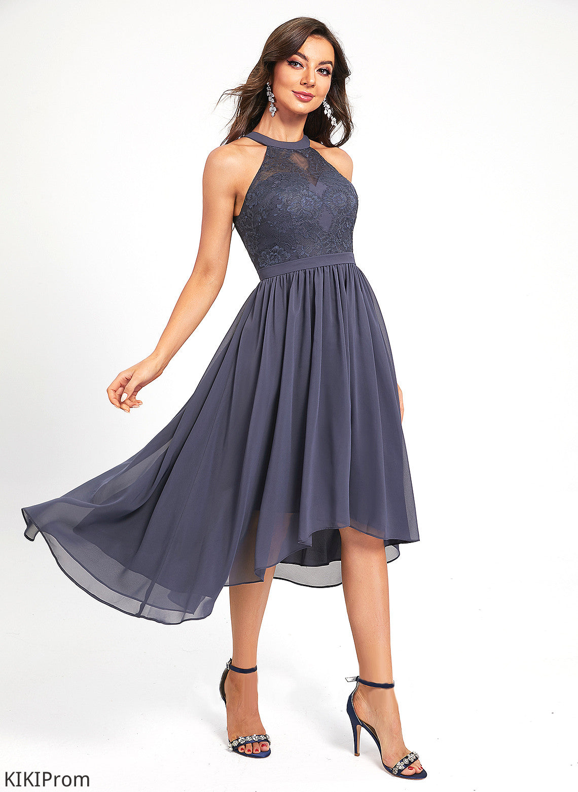 Tracy Chiffon Dress Scoop Asymmetrical Cocktail Dresses Cocktail A-Line Neck