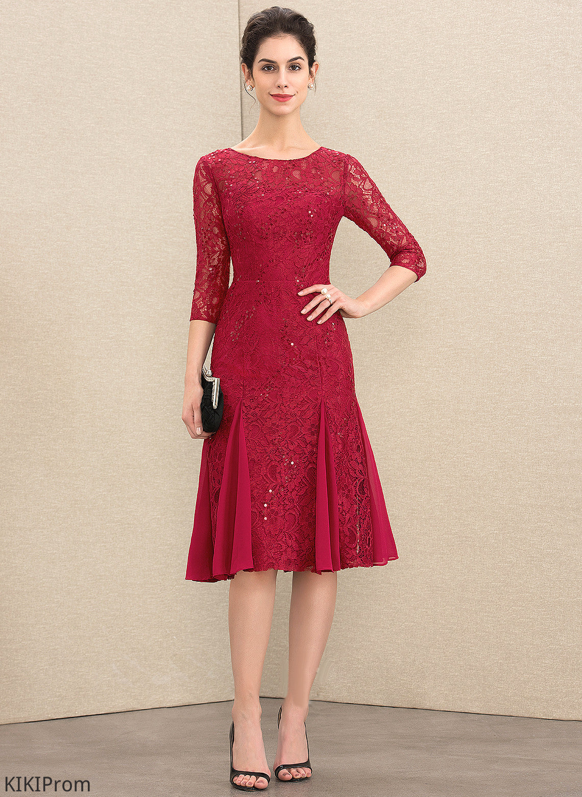 Neck Knee-Length A-Line the Isis Dress of Sequins Mother Lace Mother of the Bride Dresses Scoop With Bride