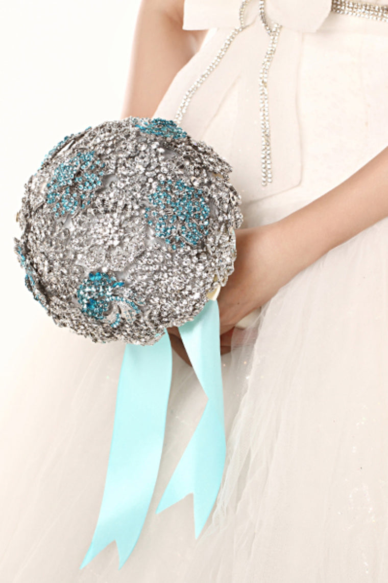 Round Shape Wedding Bouquet Acrylic Cristal Beads With Ribbon Handle (26*18cm)