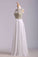 2022 Scoop Neckline Off The Shoulder Prom Dresses White Floor Length Chiffon With Gold Embroidery