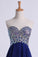 2022 Homecoming Dress Dark Royal Blue Beaded Sweetheart Short/Mini A Line/Princess Chiffon