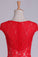 2022 Lace Bateau Homecoming Dress A Line Red Short/Mini