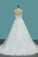 2024 Sweetheart Wedding Dresses A Line Tulle With Applique Sweep Train