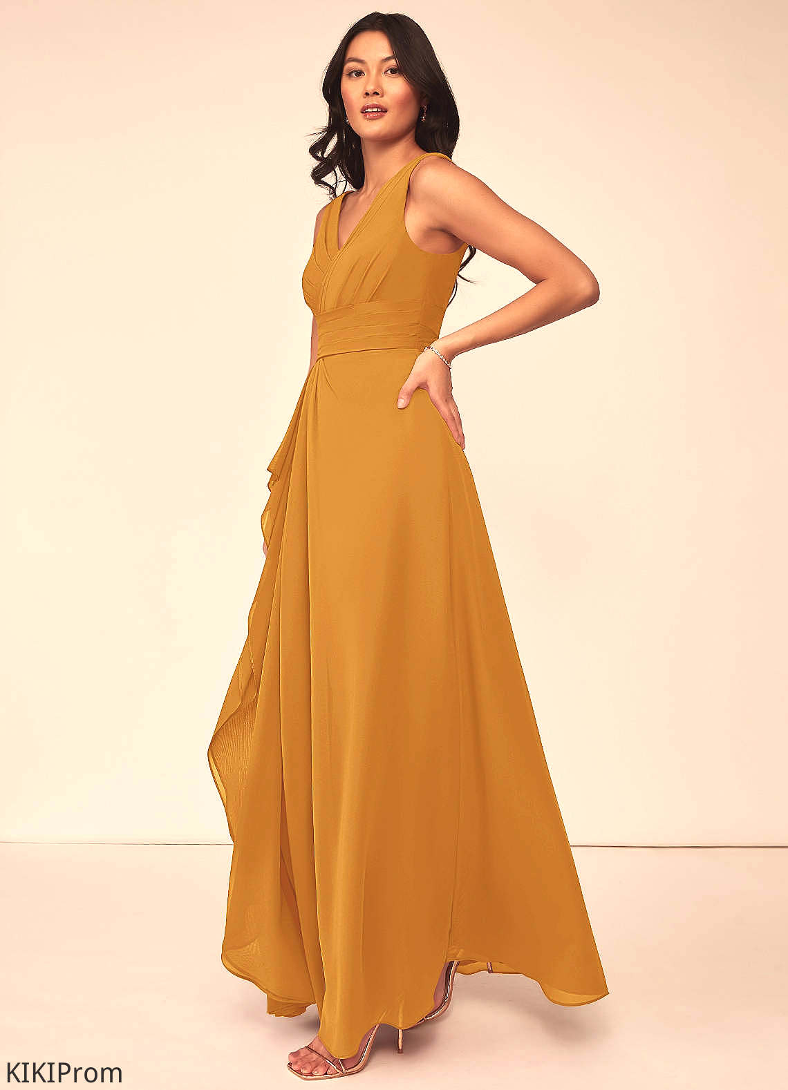 Rayne A-Line/Princess V-Neck Sleeveless Natural Waist Floor Length Bridesmaid Dresses