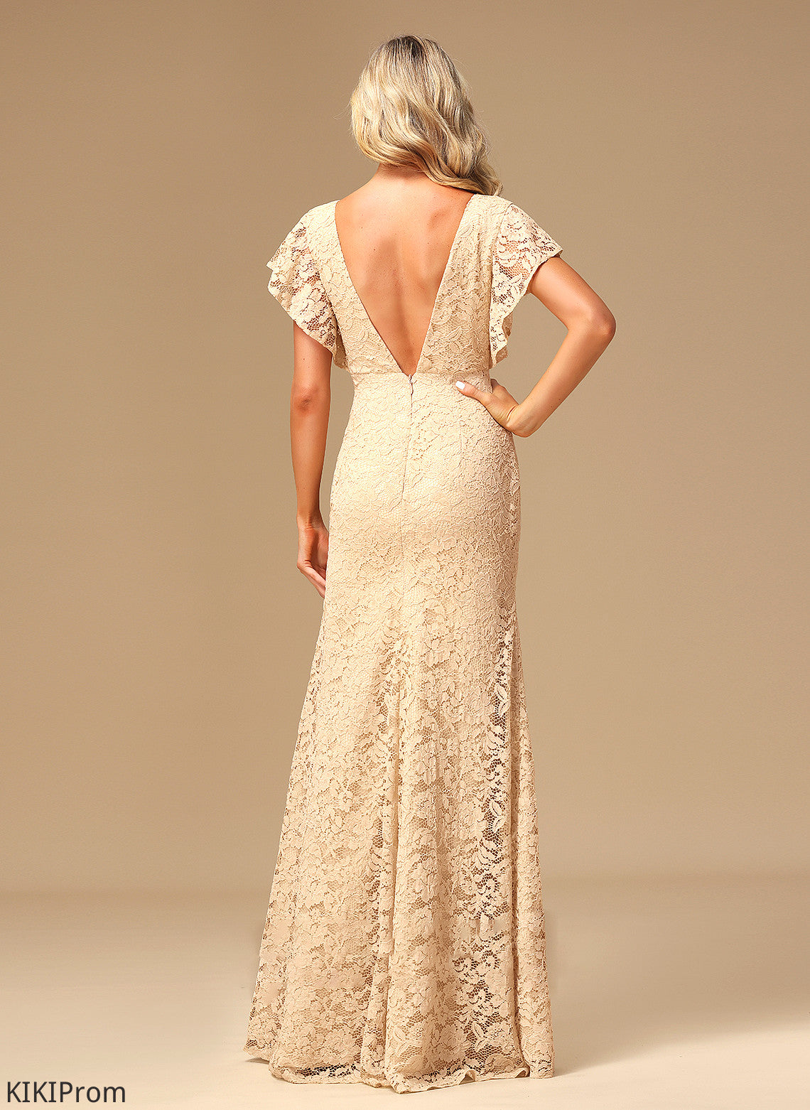 Silhouette V-neck A-Line Fabric Neckline Embellishment Floor-Length Length SplitFront Germaine Sleeveless V-Neck Bridesmaid Dresses