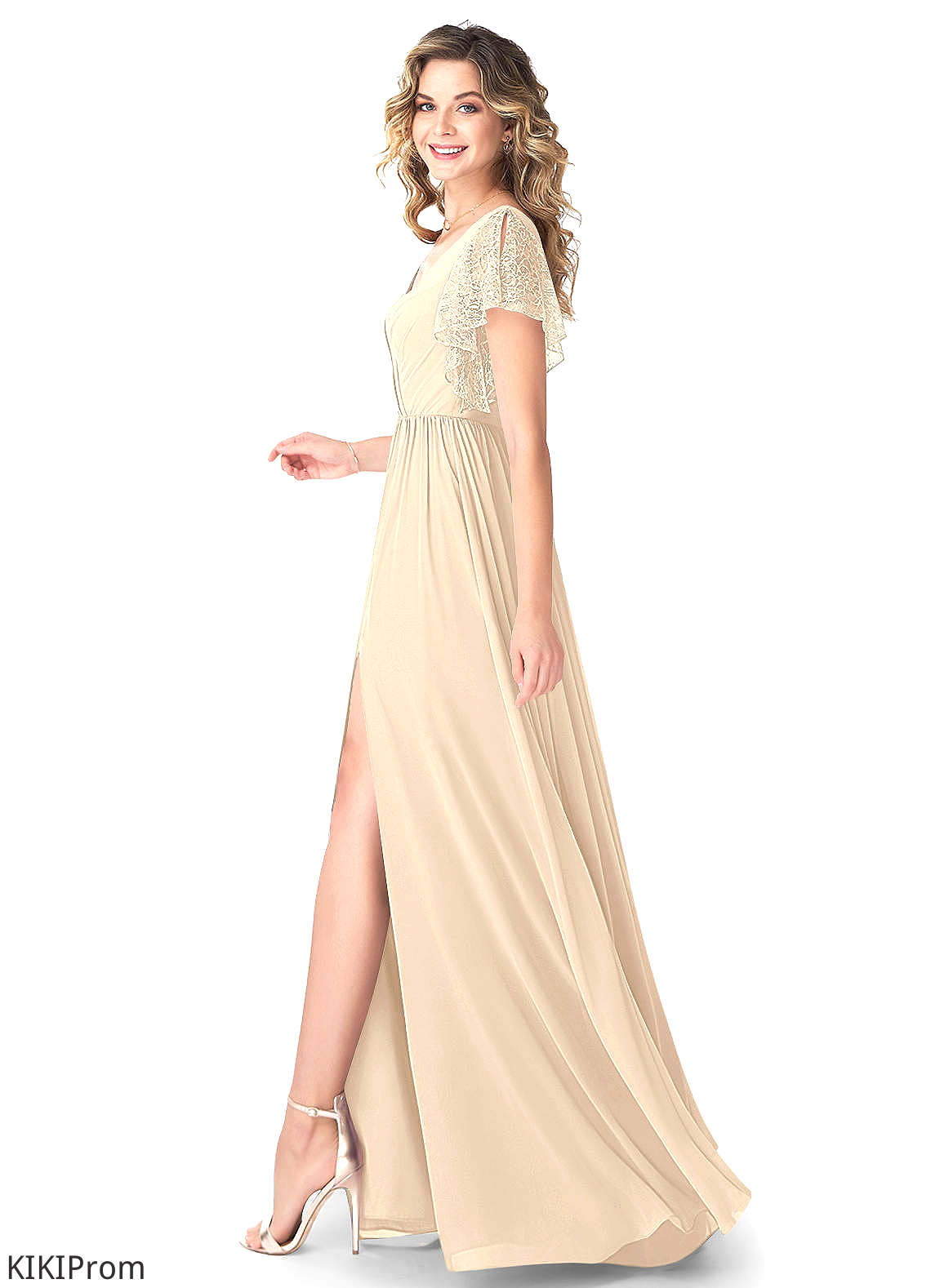 Hanna Spaghetti Staps Natural Waist Floor Length Off The Shoulder A-Line/Princess Sleeveless Bridesmaid Dresses