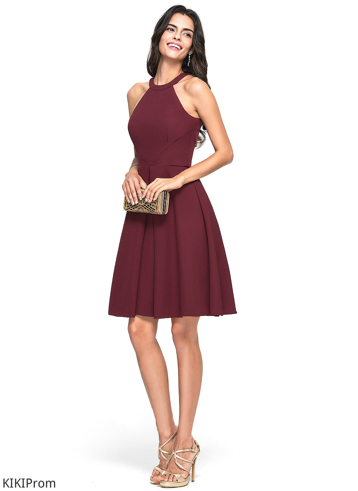 Satin Ruffle Homecoming Dresses With Erica Scoop Neck Homecoming Dress Knee-Length A-Line