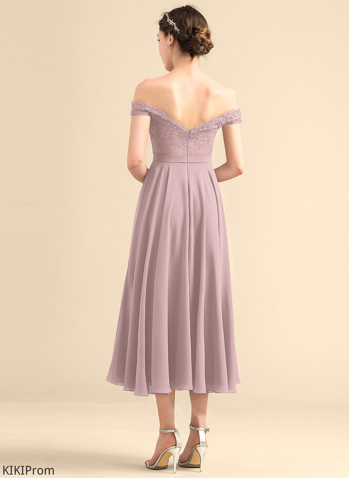 Silhouette Length Tea-Length Sequins Embellishment Neckline Fabric A-Line Off-the-Shoulder Beading Jimena Bridesmaid Dresses