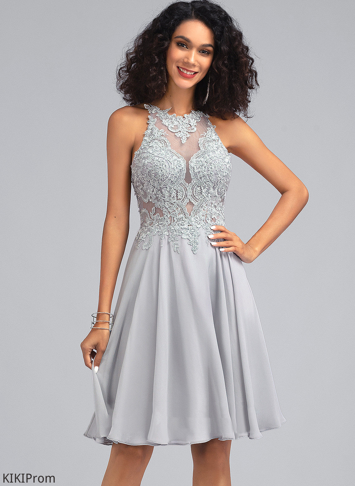 Dress A-Line With Homecoming Homecoming Dresses Kennedi Chiffon Knee-Length Neck Sequins Scoop
