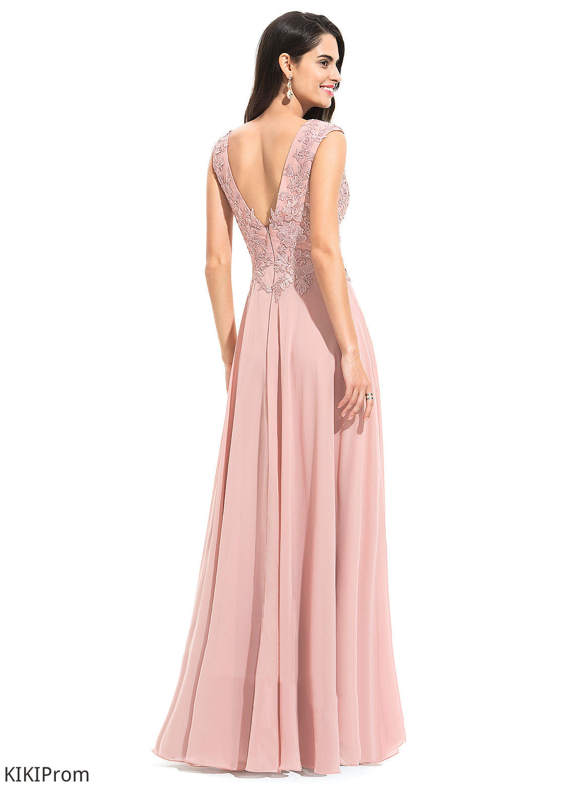 V-neck Allison Floor-Length Prom Dresses Chiffon A-Line