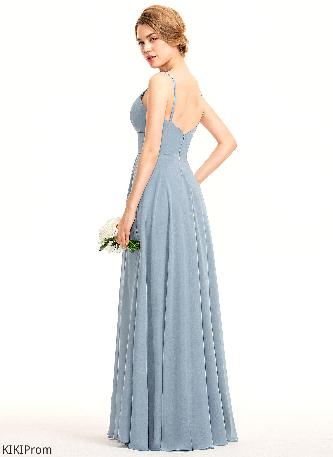 V-neck Silhouette Length Embellishment Neckline Pockets A-Line Ruffle Fabric Floor-Length Ana Sleeveless Bridesmaid Dresses