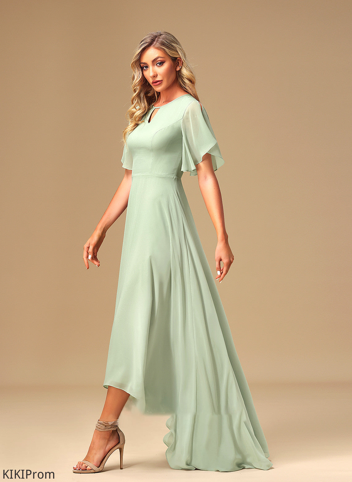 Fabric Length Ruffle Asymmetrical Silhouette Embellishment A-Line Straps Annabel Bridesmaid Dresses