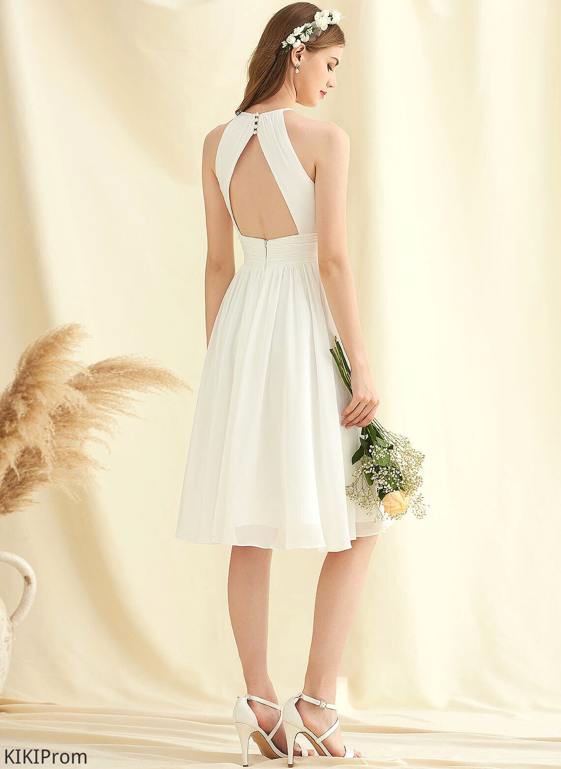 Wedding Lacey Dress A-Line Chiffon Knee-Length Wedding Dresses