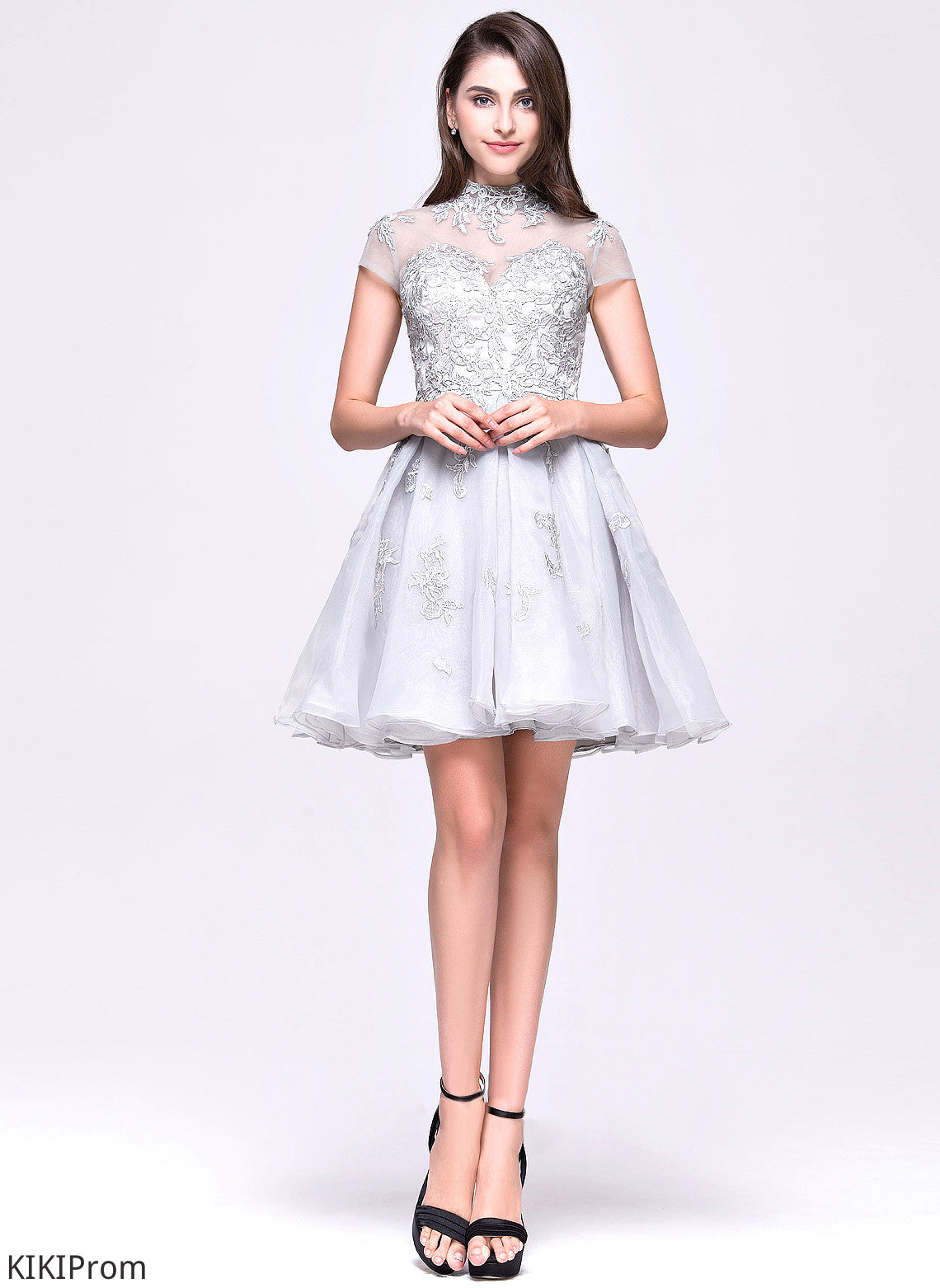 Homecoming Neck Organza Appliques Dress Lace Lorna Lace Tulle High Short/Mini A-Line With Homecoming Dresses