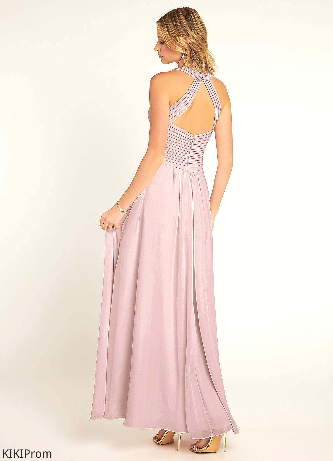 Raina Sleeveless Natural Waist Floor Length Spaghetti Staps A-Line/Princess Bridesmaid Dresses