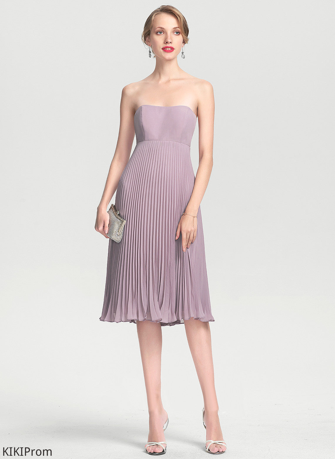 A-Line Audrina Chiffon Dress Pleated Cocktail Dresses With Sweetheart Knee-Length Cocktail