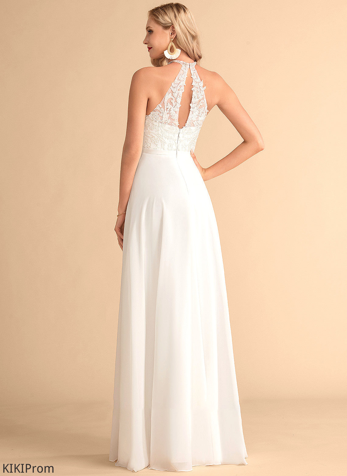 Chiffon Wedding Dress High A-Line Joselyn Neck Wedding Dresses Floor-Length