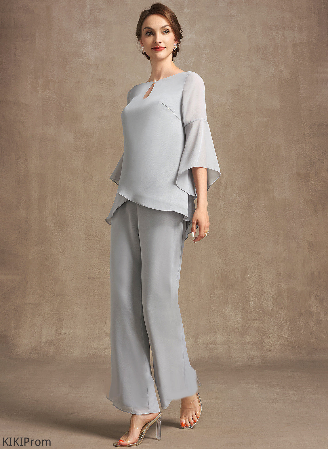 Ankle-Length Jumpsuit/Pantsuit Olympia Mother of the Bride Dresses Scoop Mother Bride Dress Chiffon of the Neck