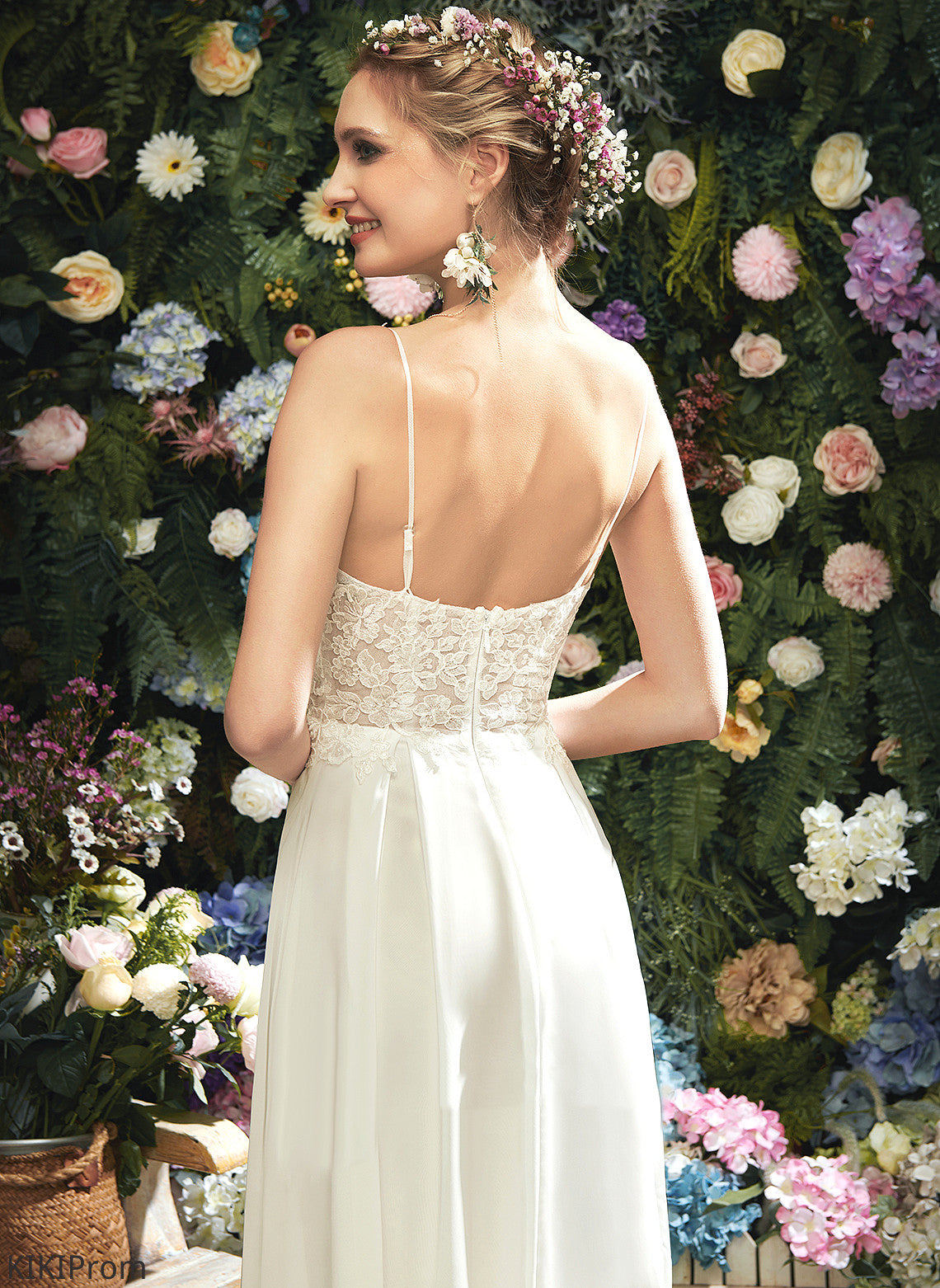 Wedding Dresses A-Line Floor-Length Wedding Chiffon Casey Lace V-neck Dress