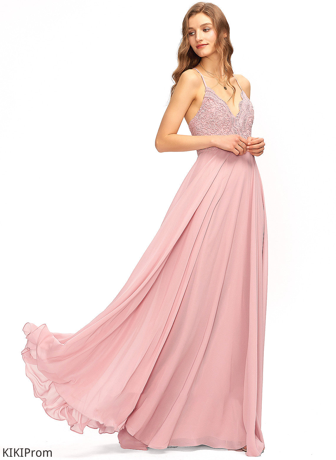 A-Line Lace Floor-Length Neckline Straps Silhouette V-neck Length Fabric Aileen Trumpet/Mermaid Sleeveless Bridesmaid Dresses