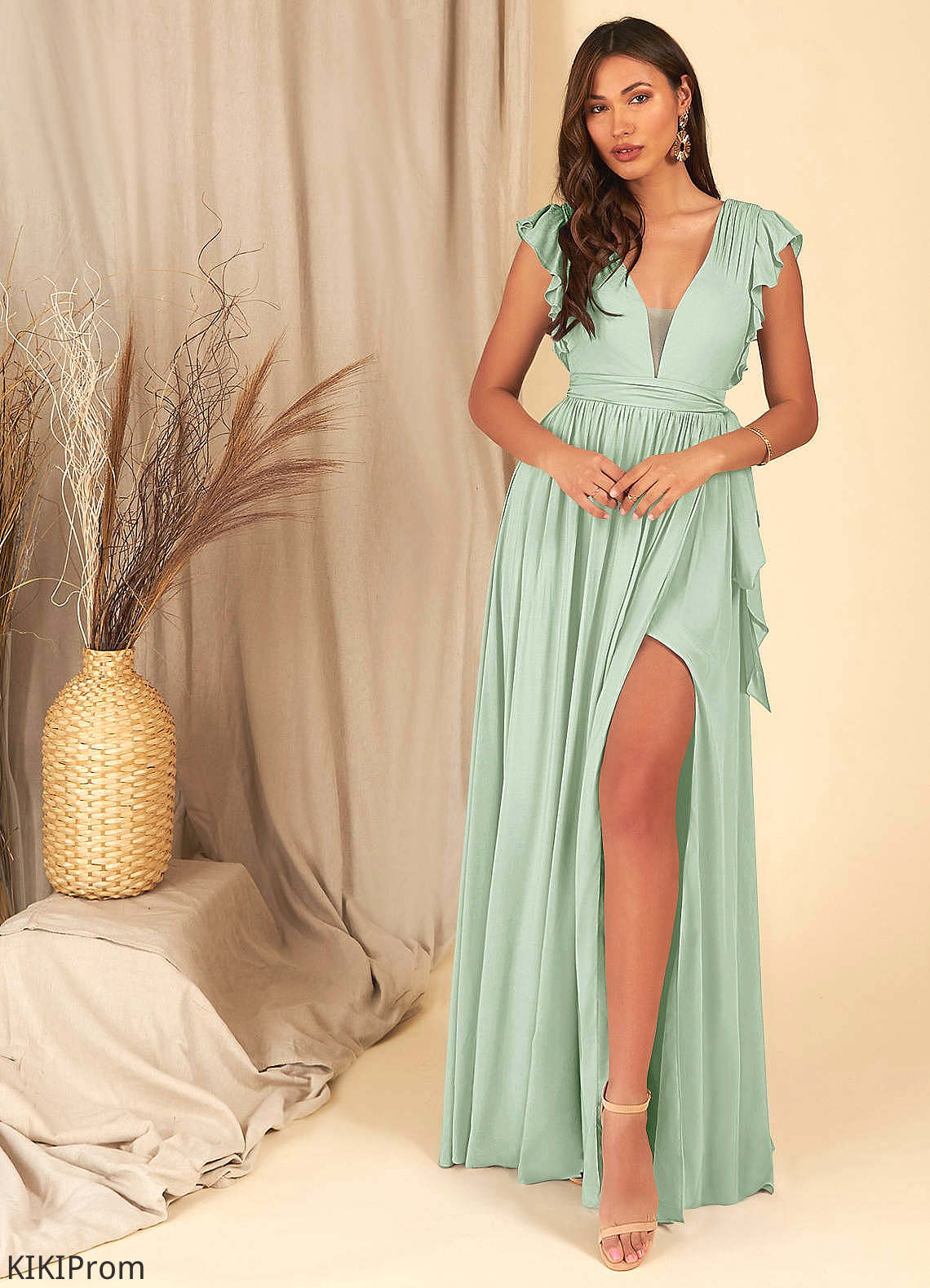 Xiomara Floor Length Sleeveless A-Line/Princess Natural Waist Straps Bridesmaid Dresses