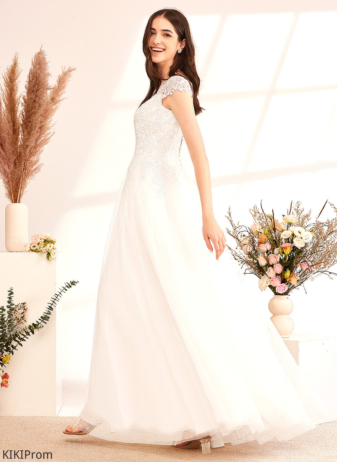 Lace Illusion Makena Wedding Dresses Ball-Gown/Princess Floor-Length Wedding Dress Tulle