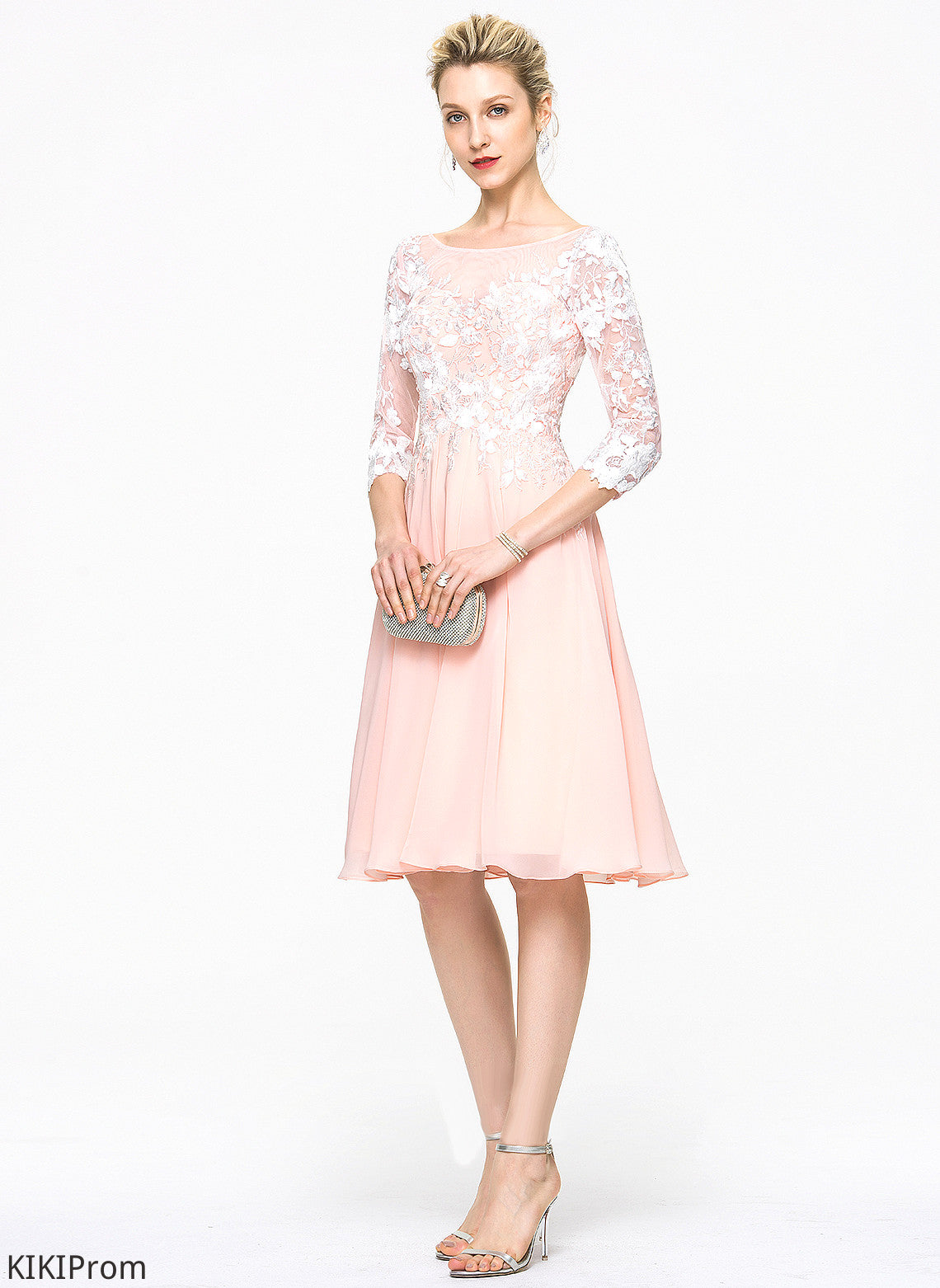 Scoop Homecoming A-Line Dress With Chiffon Callie Neck Homecoming Dresses Lace Knee-Length