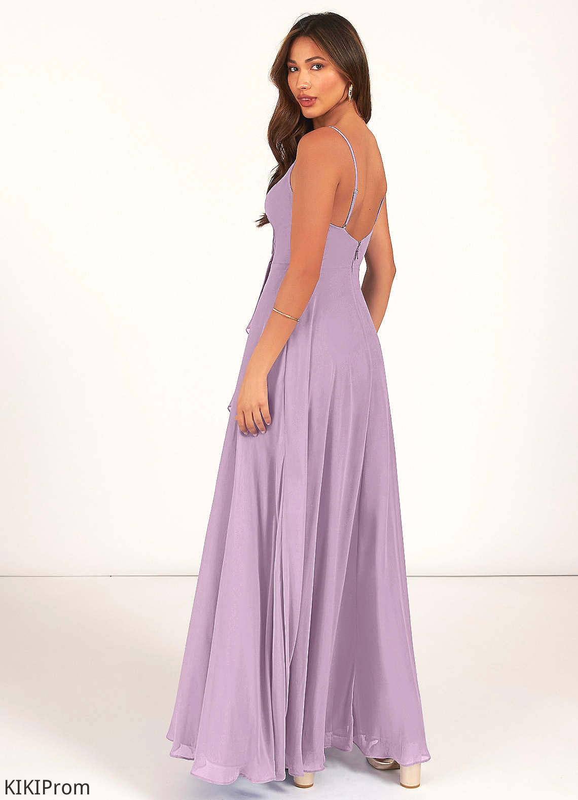 Crystal Sleeveless A-Line/Princess Natural Waist V-Neck Floor Length Bridesmaid Dresses